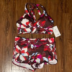 Athleta Hero Bloom Decadent Chocolate Swimsuit Set